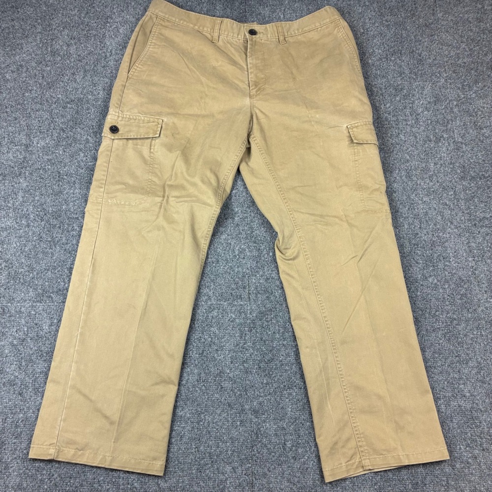 Vintage‎ Repreve Men Khaki Cargo Pants Recycled Polyester Blend Tan 36x30